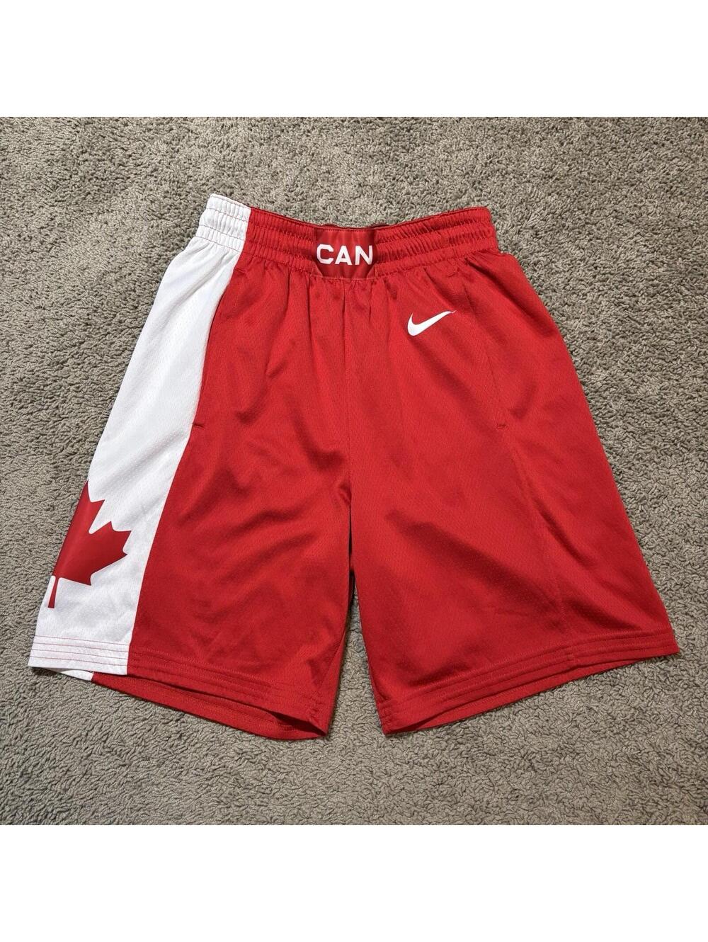 Nike Team Canada Basketball Olympic Dri-Fit Shorts Red White Maple Leaf Men's S